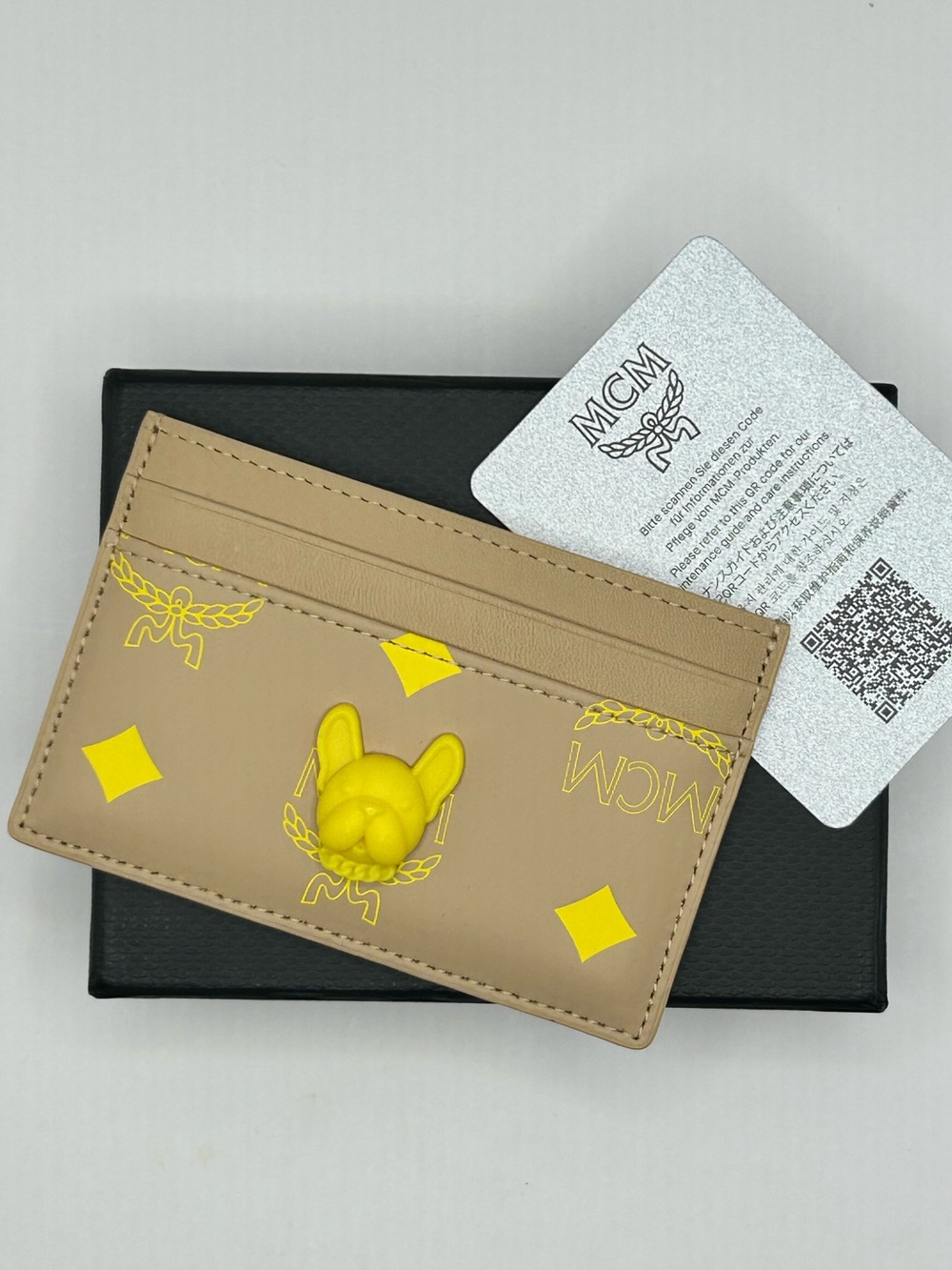MCM Beige M Pup Leather Card Holder